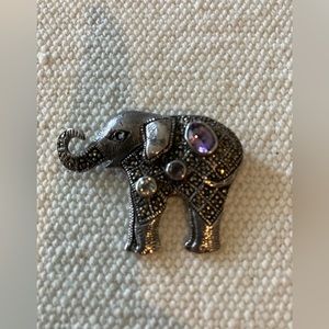Vintage Marcasite Elephant pin with stones